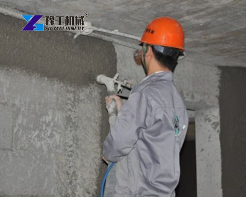 cement render spray equipment working