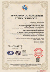 YG ENVIRONMENTAL MANAGEMENTSYSTEM CERTIFICATE