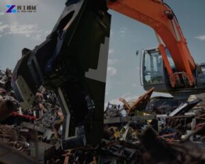 metal shear excavator for scrap steel processing