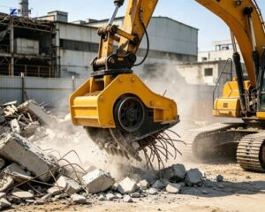 concrete demolishing excavator rock crusher bucket