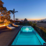 inground container pools with LED lights