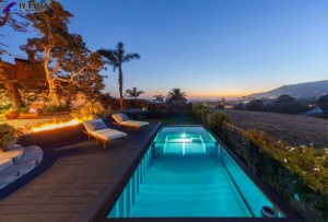 inground container pools with LED lights