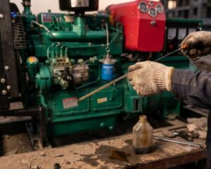 portable construction diesel generator oil dipstick maintenance