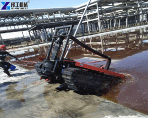 sludge cleaning robot working in river