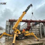 spider crane for pipe installation at sewage treatment plant